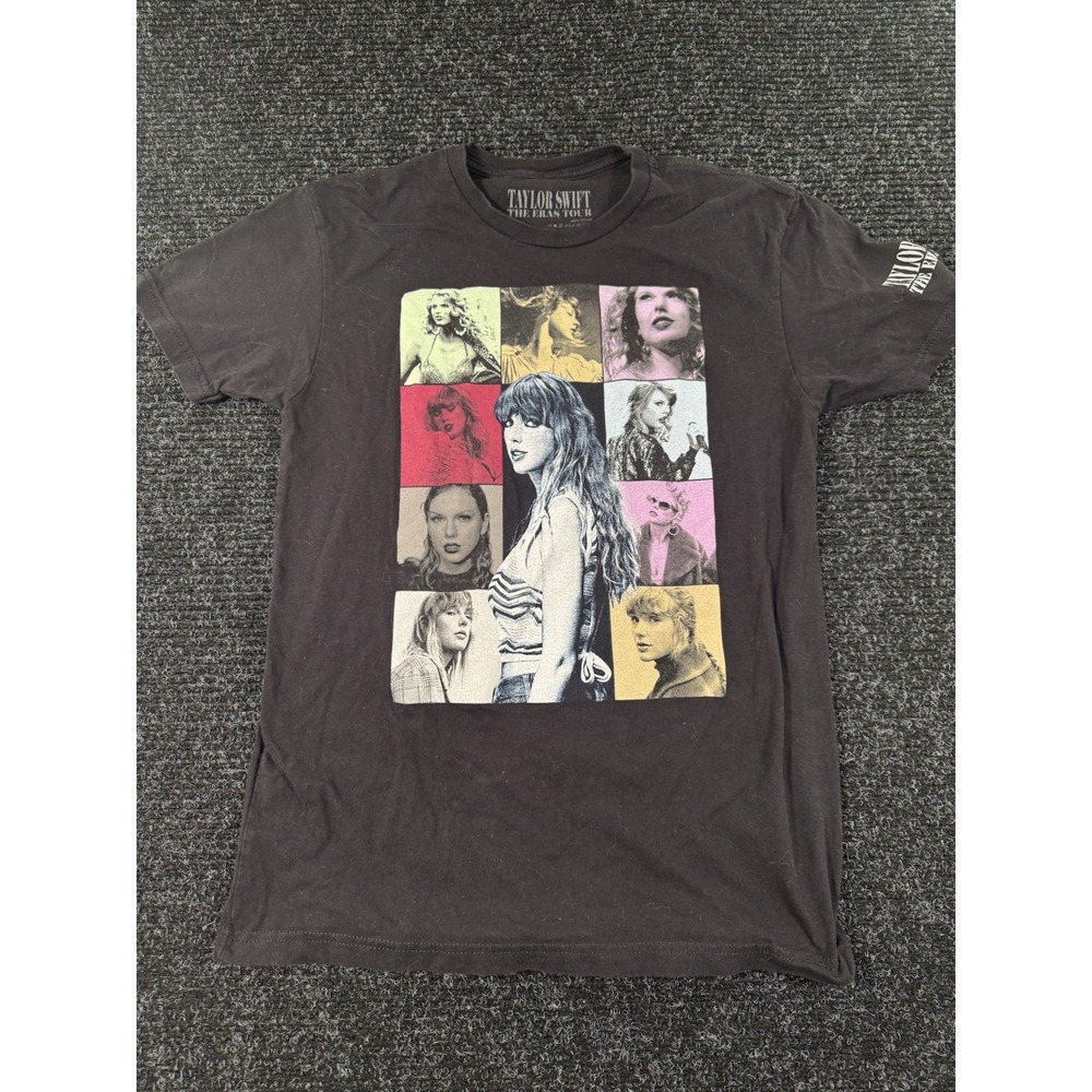 Taylor Swift The Eras Tour T Shirt Black Concert Graphic Tee 100% Cotton